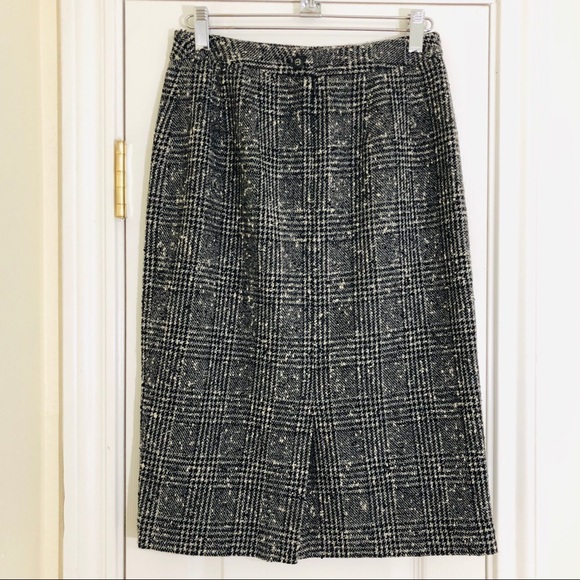 Neiman Marcus | Checkers Tweed Pencil Skirt Sz 4 - Picture 2 of 4